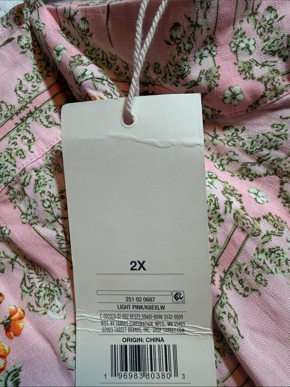 Agua Bendita Pink Floral Trellis Dress. NWT. Size 2X. Pockets - Picture 6 of 9